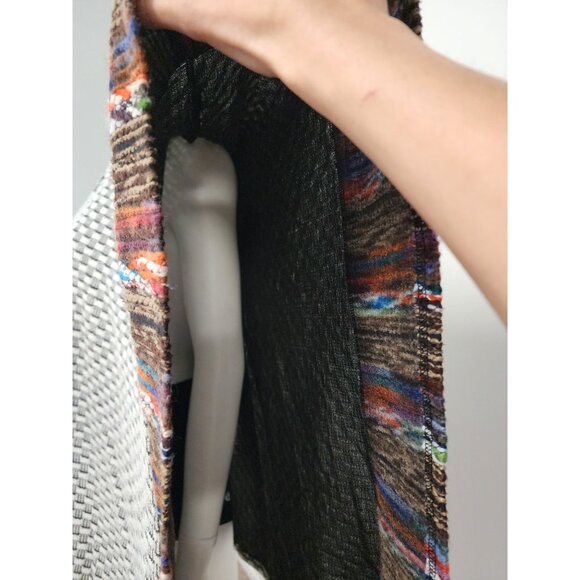 Flying Tomato white multicolor knit hooded poncho S/M - Picture 6 of 6